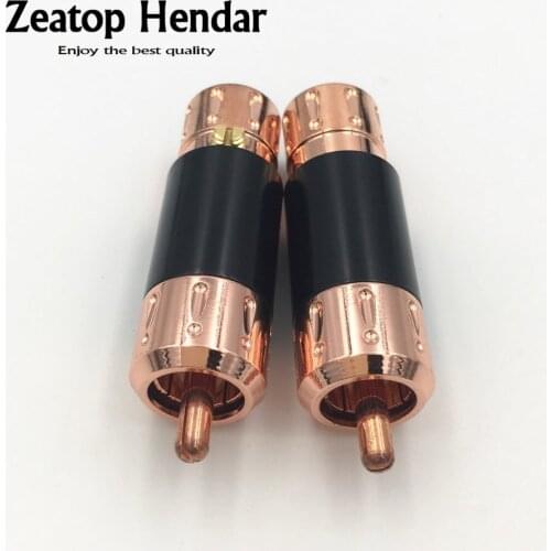 10Pcs Red Copper Plated RCA Male Plug DIY Phono HIFI Solder Jack Connector RCA Interconnect Cable