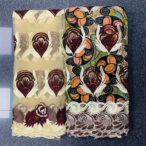 2021 Cotton Wax Brode Ankara African Prints Water Soluble Fabric Embroidered Nigerian Patchwork Lace French Brocade Tissu j1-63