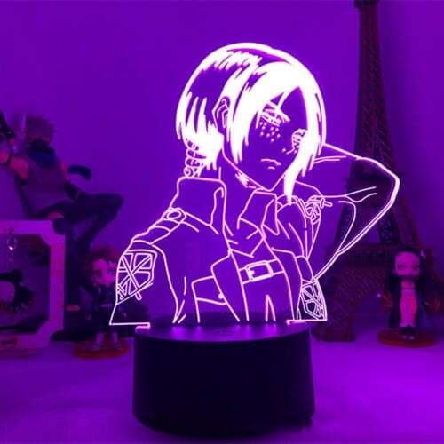 Attack on titans 3d nightlights Anime figure led lamp for home decor table lamp Eren Levi Child boy gift touch remote optional