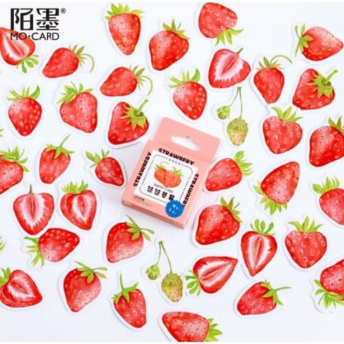 45 pcs /Box Sweet Strawberry Harvest Decoration Basic Hand Account Stickers