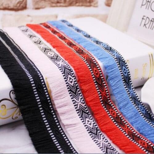 45y Korean National Wind Jacquard Ribbon Tassel Lace Trim DIY Handmade Sewing Material Home Textile Supplies Fringe Accessories