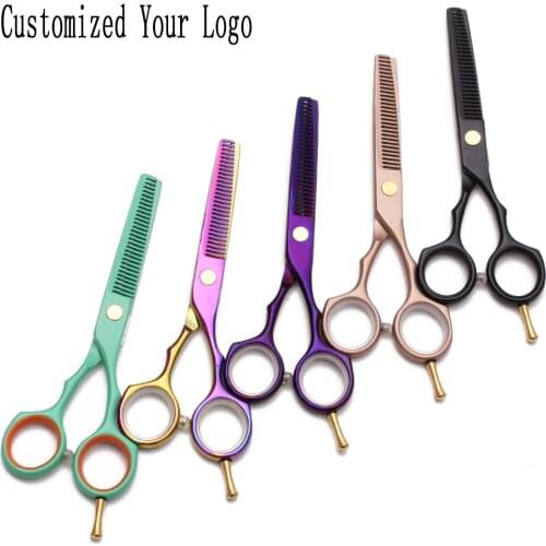 5.5 inch JP Stainless Customized Logo Cutting Shears Thinning Scissors Professional Hair Scissors Salon Hairdressers Scissors
