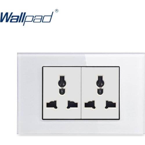 6 Pin MF Socket Wallpad Luxury Tempered Glass Panel Electric Wall Power Socket Electrical Outlets For Home 13A AC 110-250V