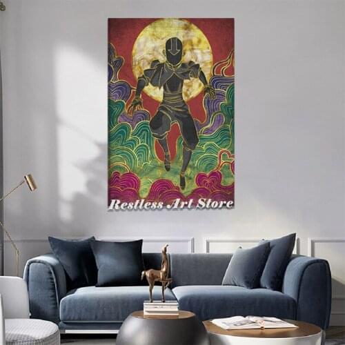Aang Retro Colorfull Design Poster Framed Wooden Canvas Wall Art Decoration Prints for Living Room Home Frame Decor Painting