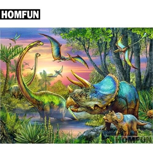 HOMFUN Full Square/Round Drill 5D DIY Diamond Painting "Dinosaur world" Embroidery Cross Stitch 5D Home Decor Gift A01759