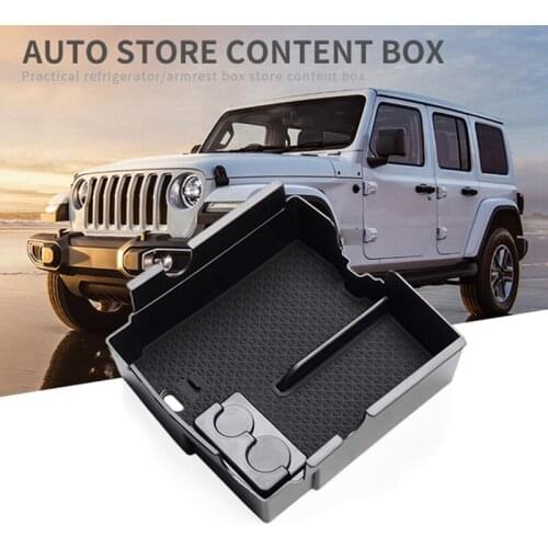 Car Central Armrest Box Storage for JEEP Wrangler JL 2018-2020 Sport Interior Accessories Box Coin Storage BLACK