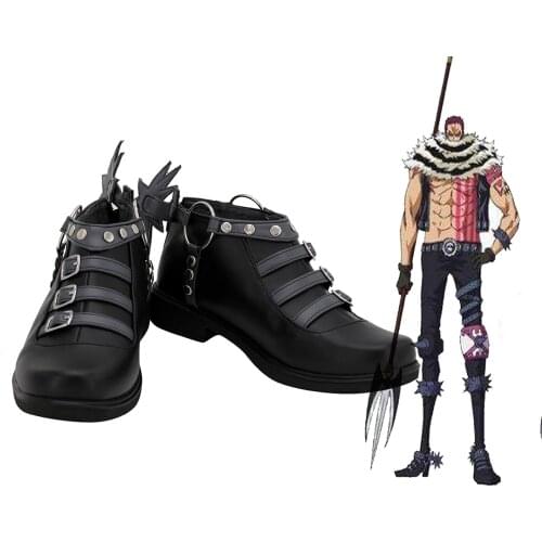 Katakuri Shoes Cosplay One Piece Charlotte Katakuri Cosplay Boots Black Shoes Custom Made Any Size