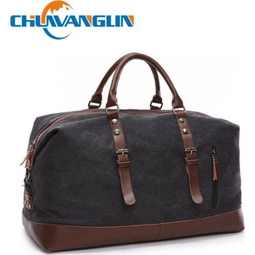 Chuwanglin Canvas Leather Men Travel Bags Carry on Luggage Bags Men Duffel Bags Travel Tote Large Weekend Bag Overnight ZDD05051