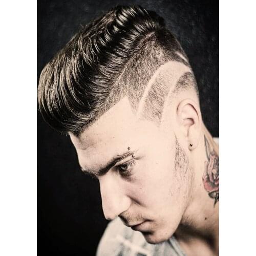 Barber Shop Decor Banner Disconnected Pompadour Hair Design Vintage Brown Kraft Paper Poster Carving Hairstyle Wall Hanging