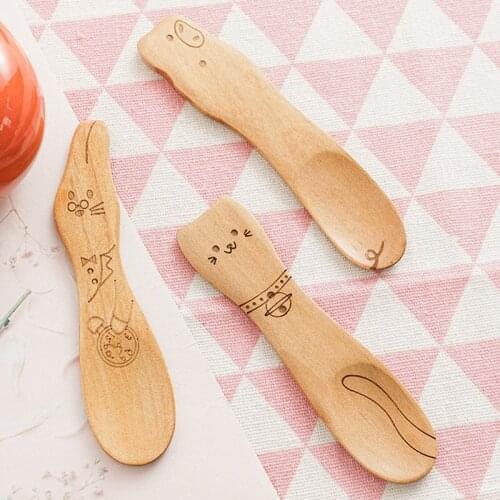 Cartoon Animal Wood Spoon Flatware Kitchen Tool Soup Dessert Coffee Stirring Ice Cream dessert Children Spoon