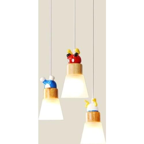 Childrens Room Pendant Lights Cartoon Boy Room Bedside Hanging Lamp Cute Creative Kid Room Decor Girl Bedroom Ceiling Lamp E27