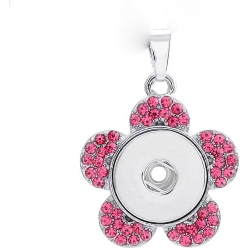 Hot Sale 209 Rhinestone Five flowers Snaps Button Necklace Pendant Necklace Fit 18mm Buttons For Women Charm jewelry
