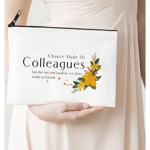 Colleagues Print Cosmetic Makeup Bag Canvas Organizer Zipper Pouch Love Friends Casual Travel Portable Storage Purse Fashion