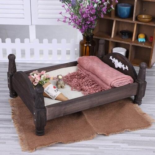 HX5D Newborn Posing Detachable Mini Retro Bed Baby Photo Shooting Props Wooden Crib