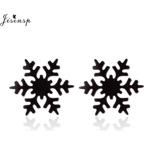 Hot Sale Exquisite Snowflake Stud Earrings for Women Girls Kids Small Christmas Tree Stainless Steel Earings Wholesale Bijoux