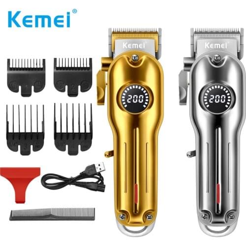 Kemei Hair Clippers for Men LCD All Metal Duty Heavy Beard Trimmer Barber Hair Machine USB Rechargeable Cordless Quiet