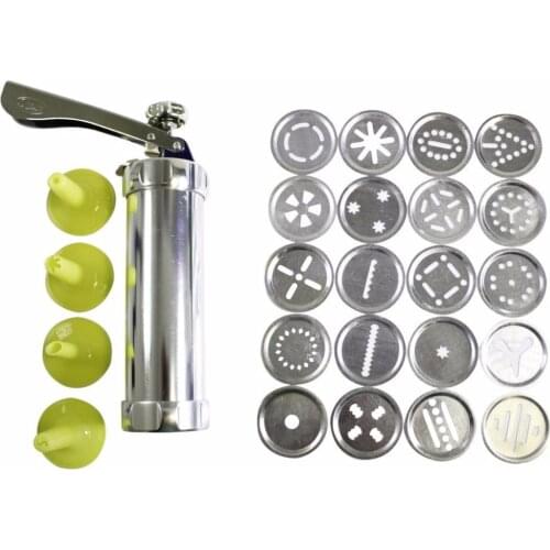 Ne Biscuit Press Set Cookie Maker Machine Kit Stainless Steel 20 Discs 4 Icing Tips Spritz Dough Biscuits Making Tools 8