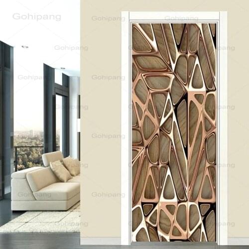 Door Stickers Banana Leaf 3D Photo Pvc Waterproof Self-Adhesive Wall Decor Mural Wallpaper Living Room Bedroom Decor Wall Decals