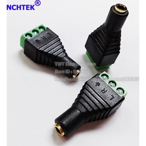 NCHTEK Video AV Balun 3.5mm 1/8"stereo Female to Screw Terminal Block Audio Adapter/Free shipping/10PCS