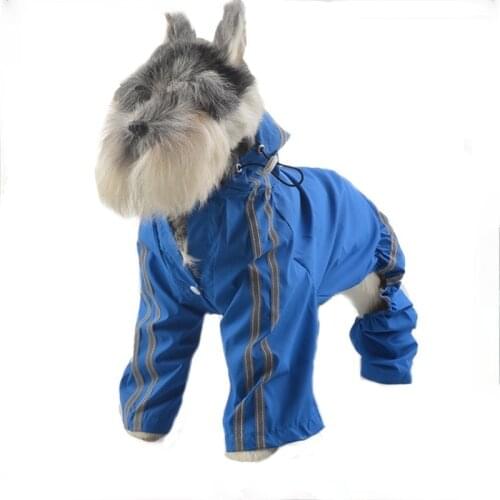 Summer New Hooded Big Dog Raincoat Waterproof Reflective Large Dog Golden Retriever Husky Four-legged Dog Rain Coat Dog Costume