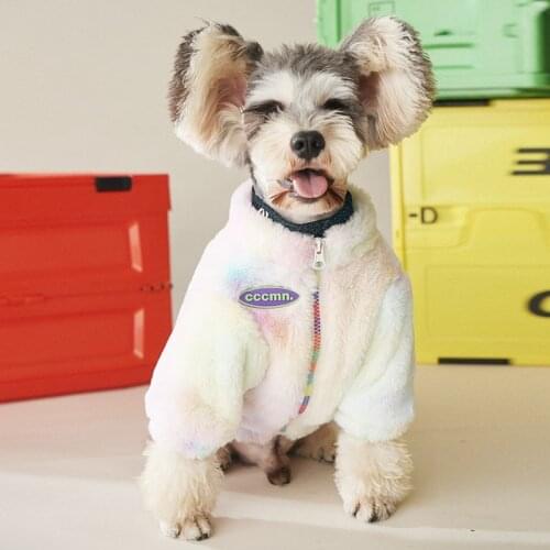 Luxury Dog Clothes for Small Medium Dogs,Warm Autumn and Winter Thick High-quality Fur Jacket,French Bulldog Plush Colorful Coat