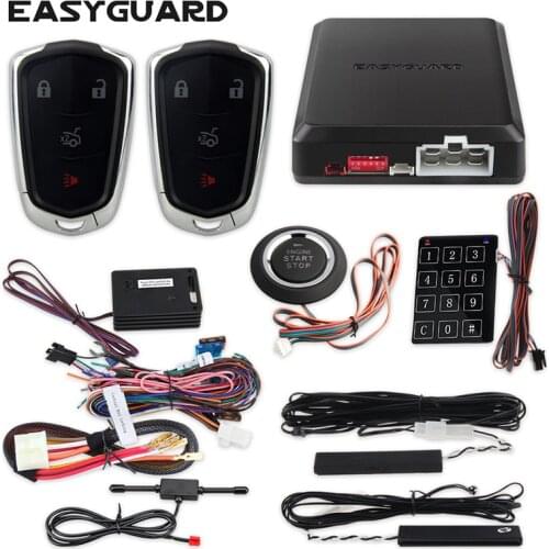 EASYGUARD push button start stop keyless entry cars remote start car security system remote central locking pke car alarm