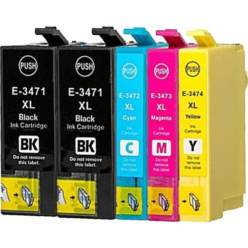Compatible Ink Cartridges for Epson 34XL-T3471 T3472 T3473 T3474 (2 Black, 1 Cyan, 1 Magenta, 1 Yellow) for Pro WF-3720D WF-3725