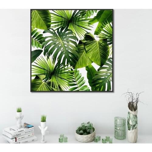 Modern Minimalist Green Leaf Wall Art Deco Poster Art Print Plant Canvas Painting Picture Home Bedroom Aisle Decoration Custom