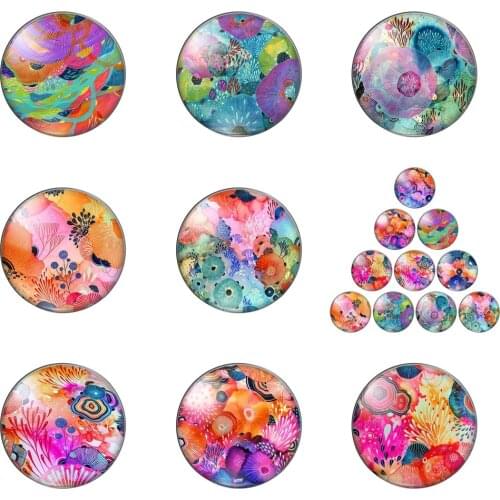 Colorful Flowers in Life Pretty Full of Vitality 12mm/20mm/25mm/30mm Photo Glass Cabochon Demo Flat Back Making Findings