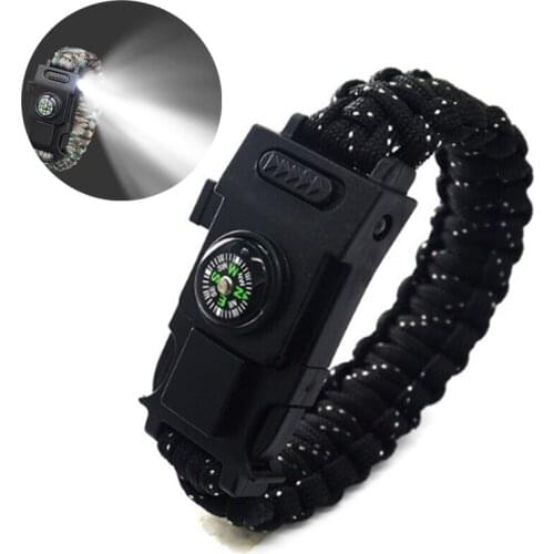 Led Lights Survive Safety bracelet 4mm Reflective Paracord Multifunction Outdoor tools Camping Hiking Rescue Emergency Rope