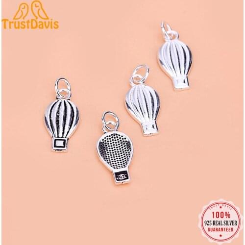 TrustDavis Real 925 Sterling Silver Fashion Hot Air Balloon Charm Pendant Handmade DIY Accessories Fine Jewelry Wholesale HY215