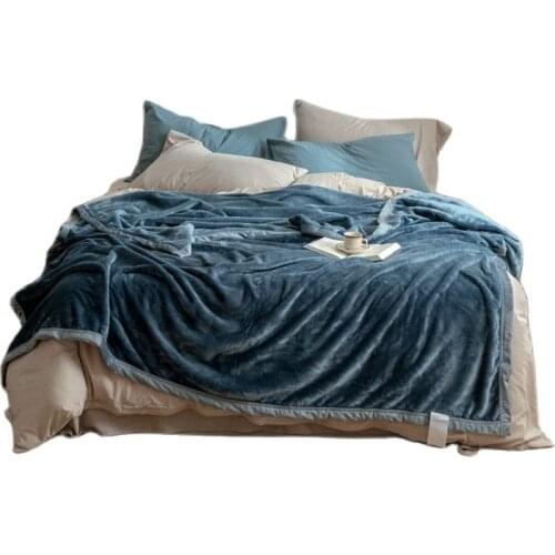 High Quality Flannel Blanket 400G/㎡ Winter Solid Fleece Thicken Bed Sheet Bedspread Warm Soft Throw Bedclothes Full Home Textile