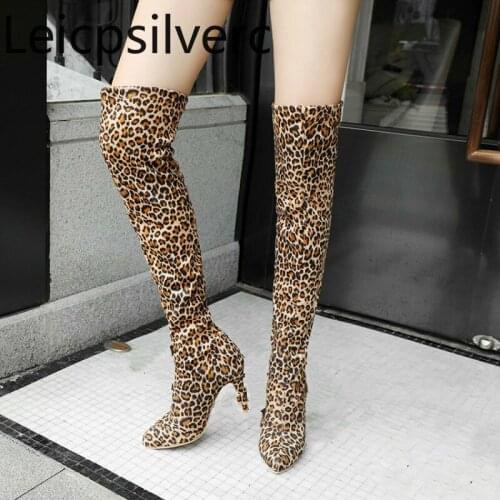 Womens Boots The New Autumn And Winter Color matching Pointed High heel Womens Over the knee boots plus size 32-48 10cm high