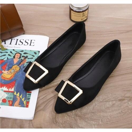 New Spring Summer Pointed Toe Black Flats Women Flats Loafers High Quality Women Flat Shoes Fashion Womens Casual Single Shoes