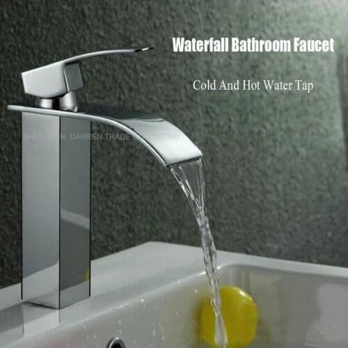 1pc High-quality Deck Mount Waterfall Bathroom Faucet Vanity Vessel Sinks Mixer Tap Cold And Hot Water Tap