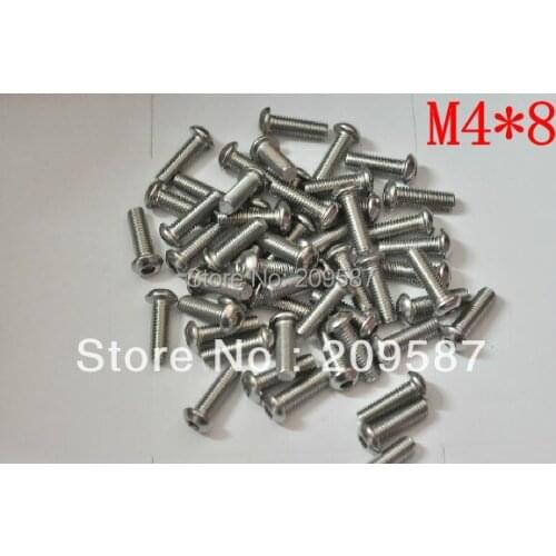 100pcs Metric Thread M4* 8mm Stainless Steel inside Round Hexagon Bolts Screws