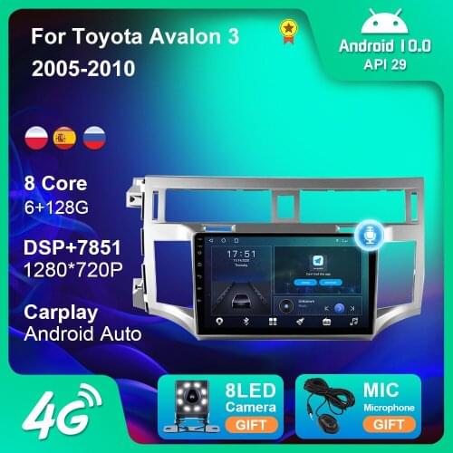 128G Android 10 Car 4G WIFI Radio Navigation GPS For Toyota Avalon 3 2005-2010 Multimedia Player Radio 2 Din Carplay WIFI Camera