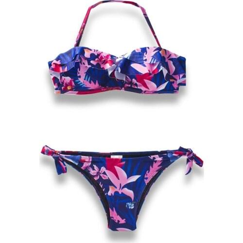 2020 Falbala Brazilian Bikinis Women Floral Print Swimsuit For Girls Female Thong Bikini Set Bandage Biquini Bathing Suit 55