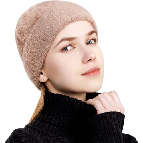 2021 Winter Hats for Women Cashmere Solid Color Caps Warm Windproof Thick Fashion Toque Knitted Wool Beanies