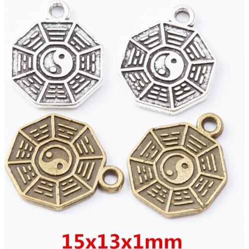 70 pieces of retro metal zinc alloy Tai Chi pendant for DIY handmade jewelry necklace making 7095