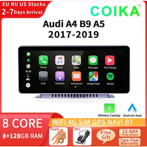 8 Core 4+64GB Android 10 System Car Radio For Audi A4 B9 A5 2017-2019 WIFI 4G RAM BT IPS Touch Auto Multimedia Stereo Carplay