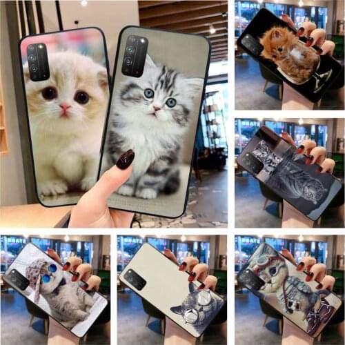 Funny Cute Cat Phone Case for Huawei Honor 30 20 10 9 8 8x 8c v30 Lite view 7A pro