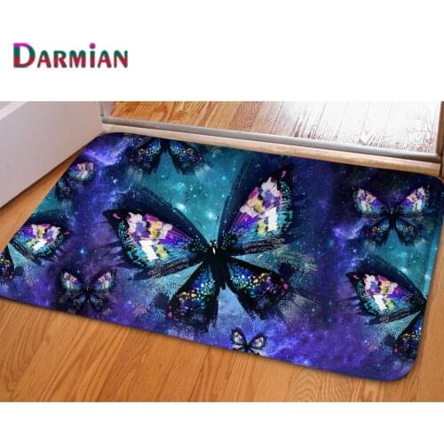 DARMIAN 2021 Butterfly Print Doormat Flannel Floor Carpet Absorbent Entrance Doorway Kitchen Mat Bedroom Bathroom Porch Area Rug