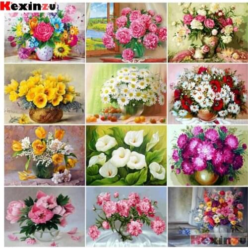 KEXINZU 5D Diamond Painting Flowers Rhinestones Picture Diamond Mosaic Sale Cross Stitch Home Decor Bead Embroidery Art Kits