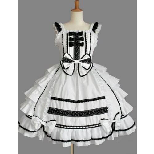 LLT038) Lolita Dresses Short Sleeveless Japan palace snow spinning lace bowknot cosplay lolita dress halloween party costume