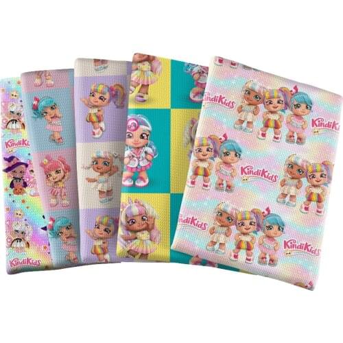 Cartoon Kids Dolls Pattern Printed Bullet Textured Liverpool Patchwork Tissue Kids home textile 50*145cm