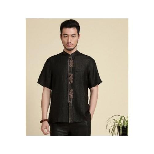Tang Style Mens xiangyunshan silk short sleeve Chinese Style Mens shirt silk 32068