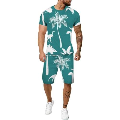 57# mens sets Men Summer Casual Tracksuit 3D Print Outdoor Running Sport Suit T-shirts & Shorts Two-Piece Suit Sudadera