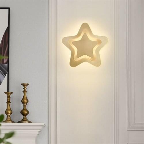 Nordic Golden Star LED Wall Lamp Childrens Room Living Room Corridor Aisle Lighting Bedroom Balcony Cloakroom Decor Wall Light
