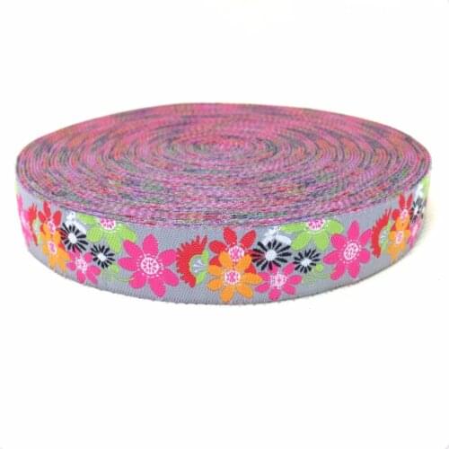 New 0lace 5/8' 16mm 10yard/set 100% polyester computer jacquard ribbon colour flower KTZD15102202